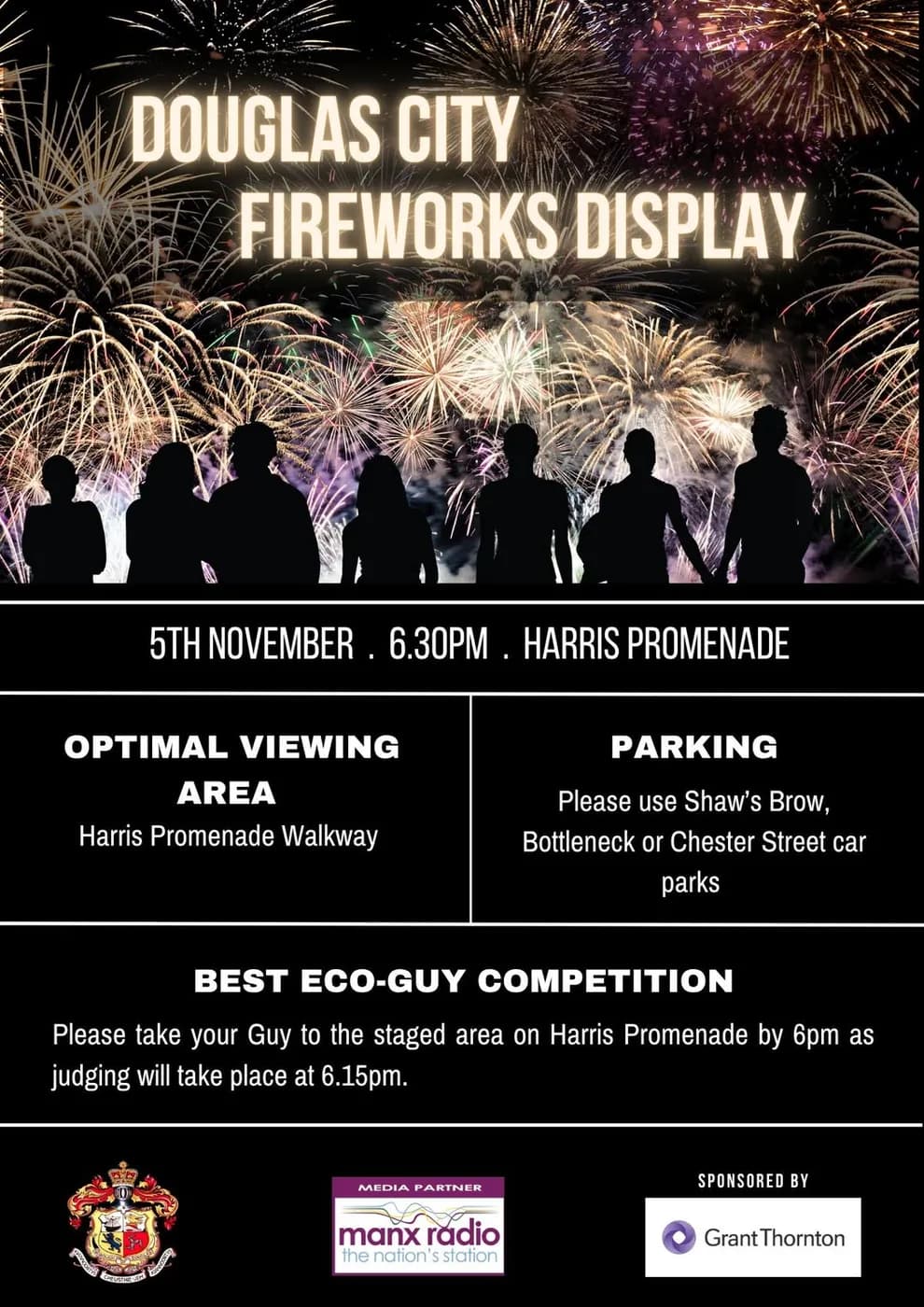 Douglas City Council firework display poster for Thursday 5 November 2026.